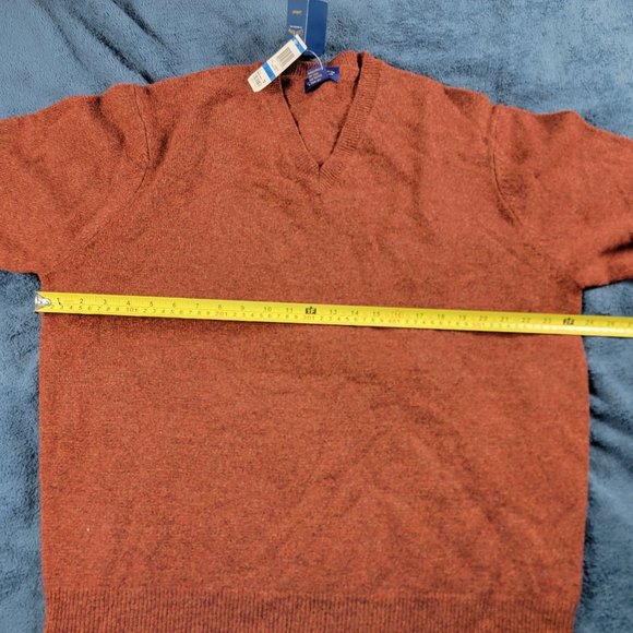 Club Room Mens XL Orange Pullover Sweater Lambs Wool Long Sleeve Warm Casual - Picture 8 of 11